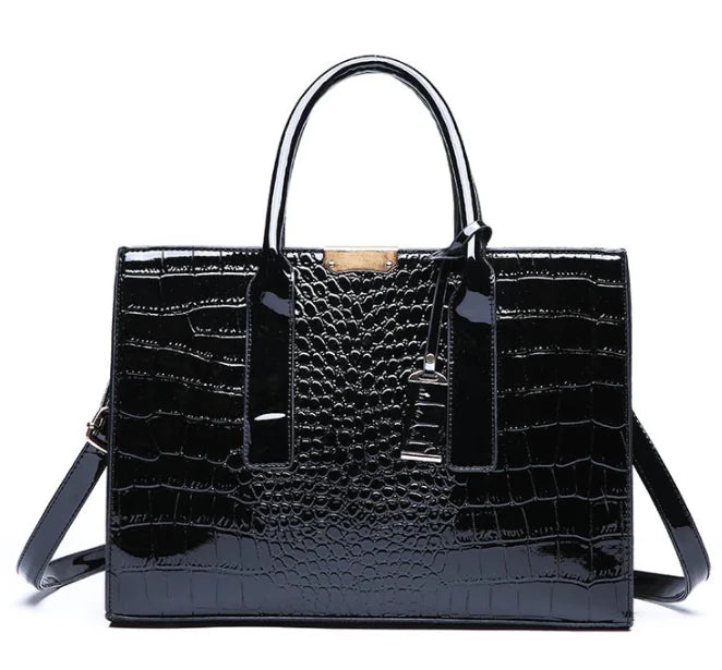 Women's Snake Pattern Tote Shoulder Bag with Contrast Buckle - Image 4