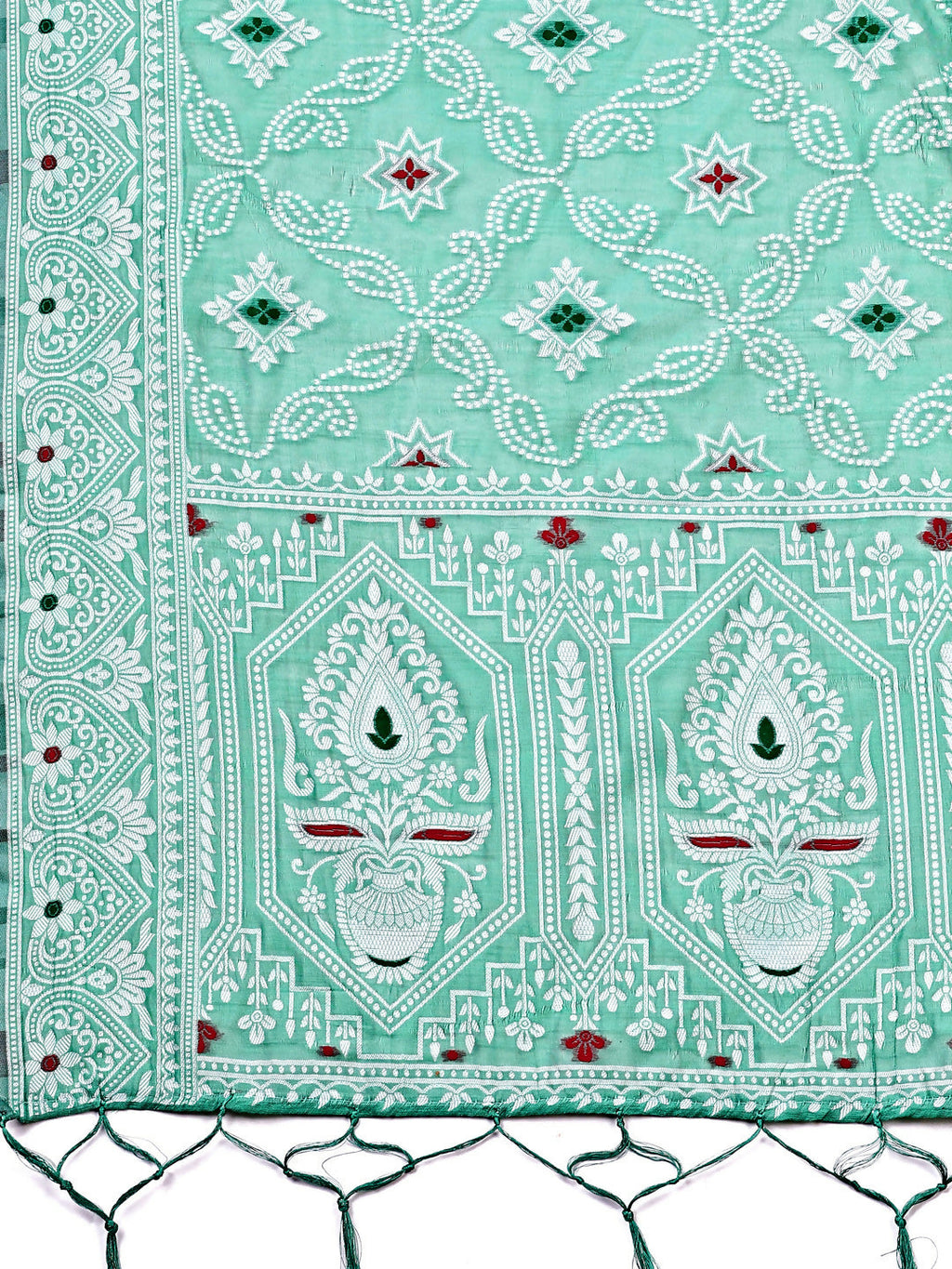Pankhuri Sea Green Linen Cotton Saree