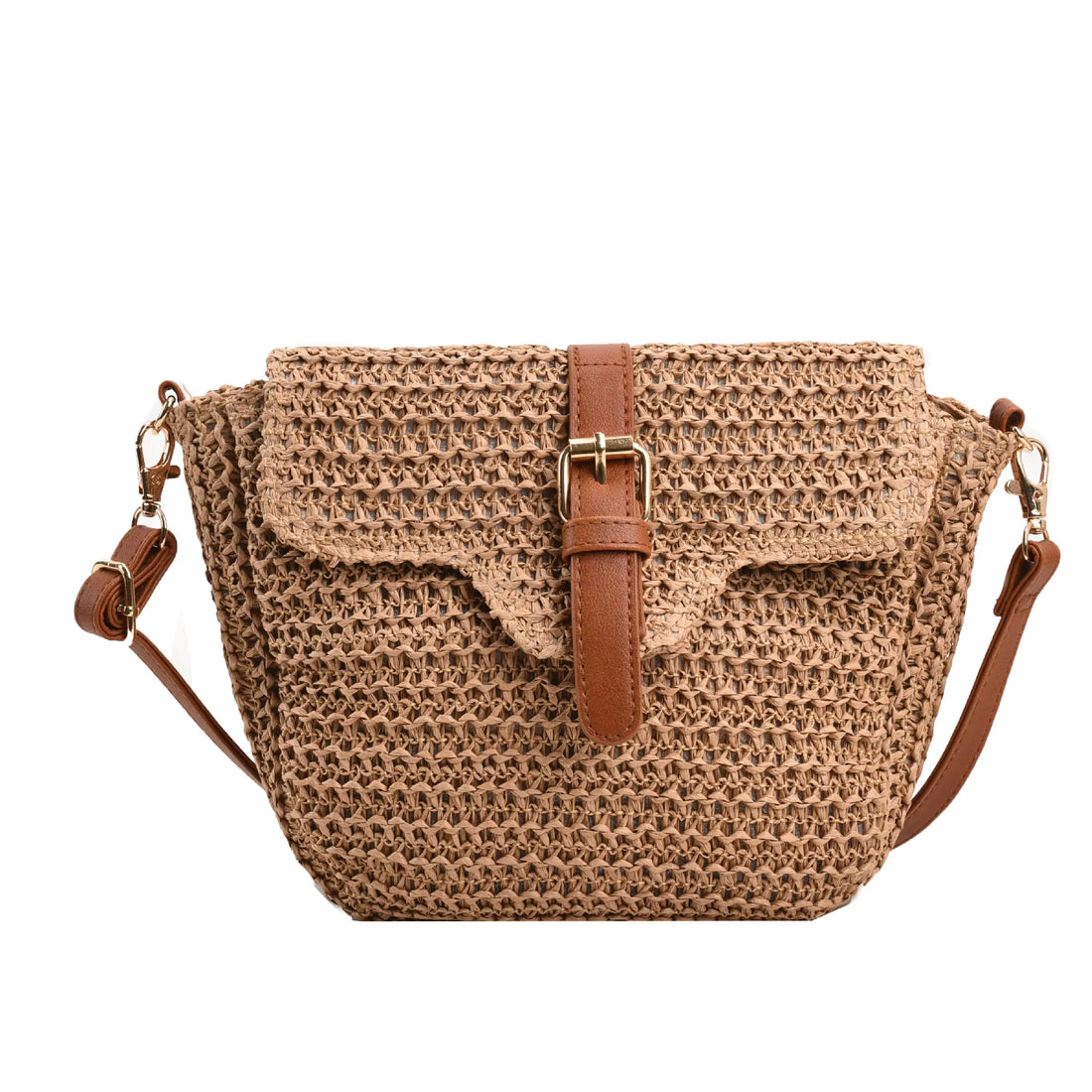 Women's Woven Straw Messenger Bag - Summer Saddle