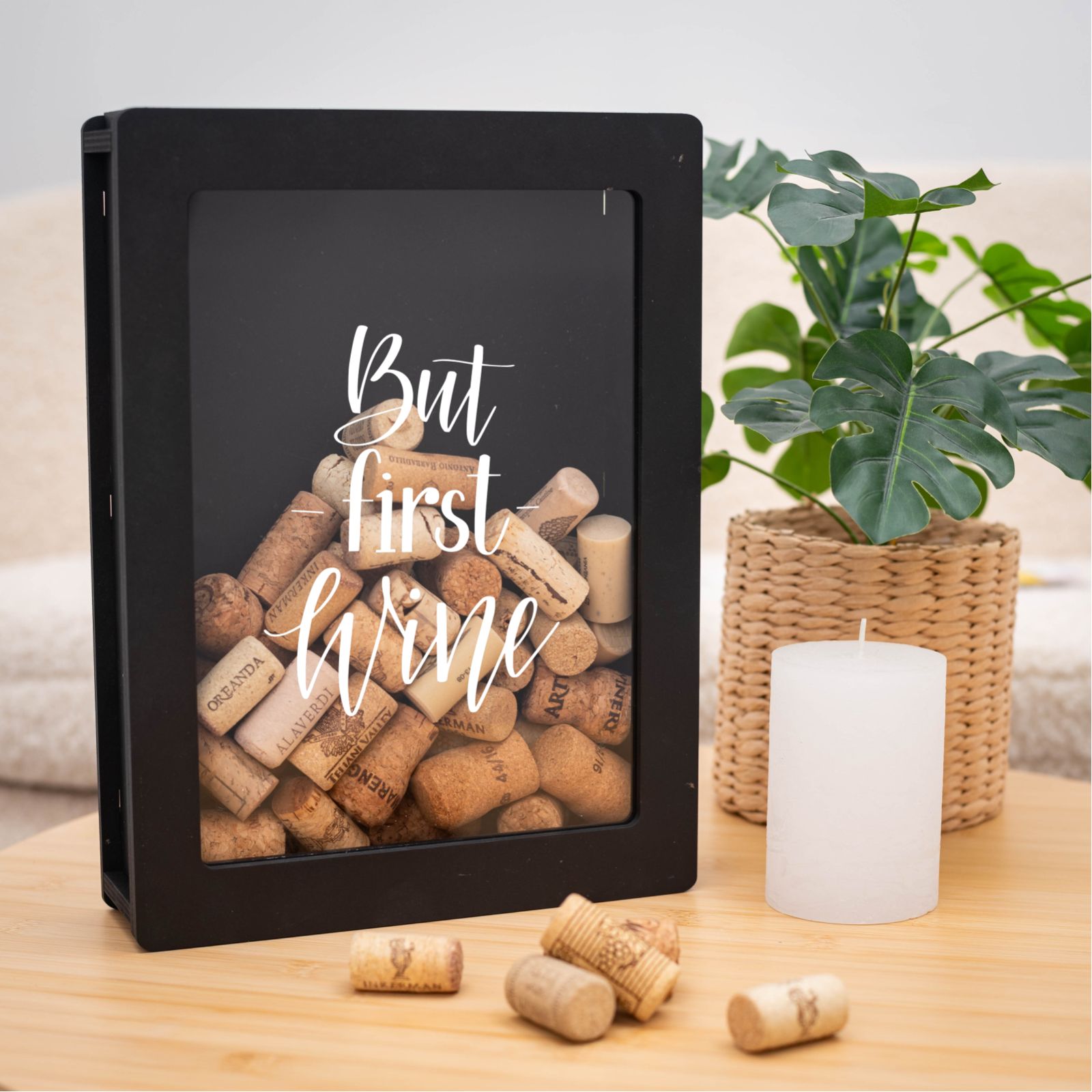 Wine Cork Shadow Box Display Case for Home Decor and Keepsakes