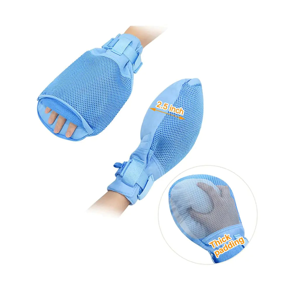 Dementia Restraint Gloves Bed Mittens for Elderly Anti Scratch Adults Prevent Scratching Skin Picking Hospital Caregiver Mitt Hand Straps Safety Contral Alzheimer Autism Product (Thickened 1 Pair)