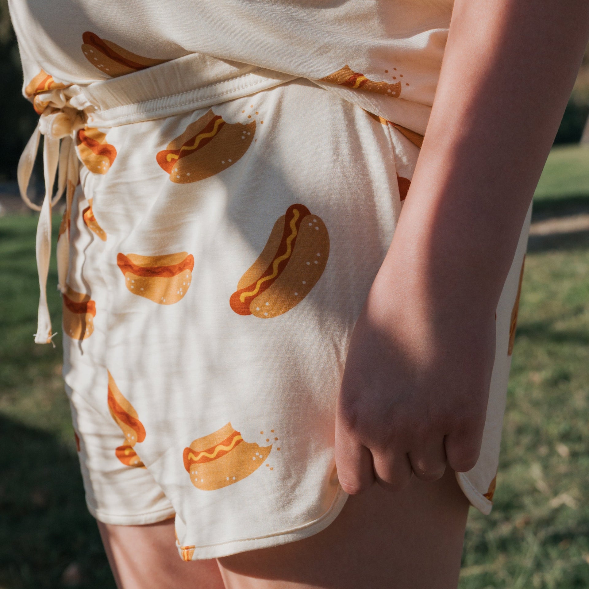 Girls Bamboo Short Set in Hot Dogs Print - Comfortable Loungewear