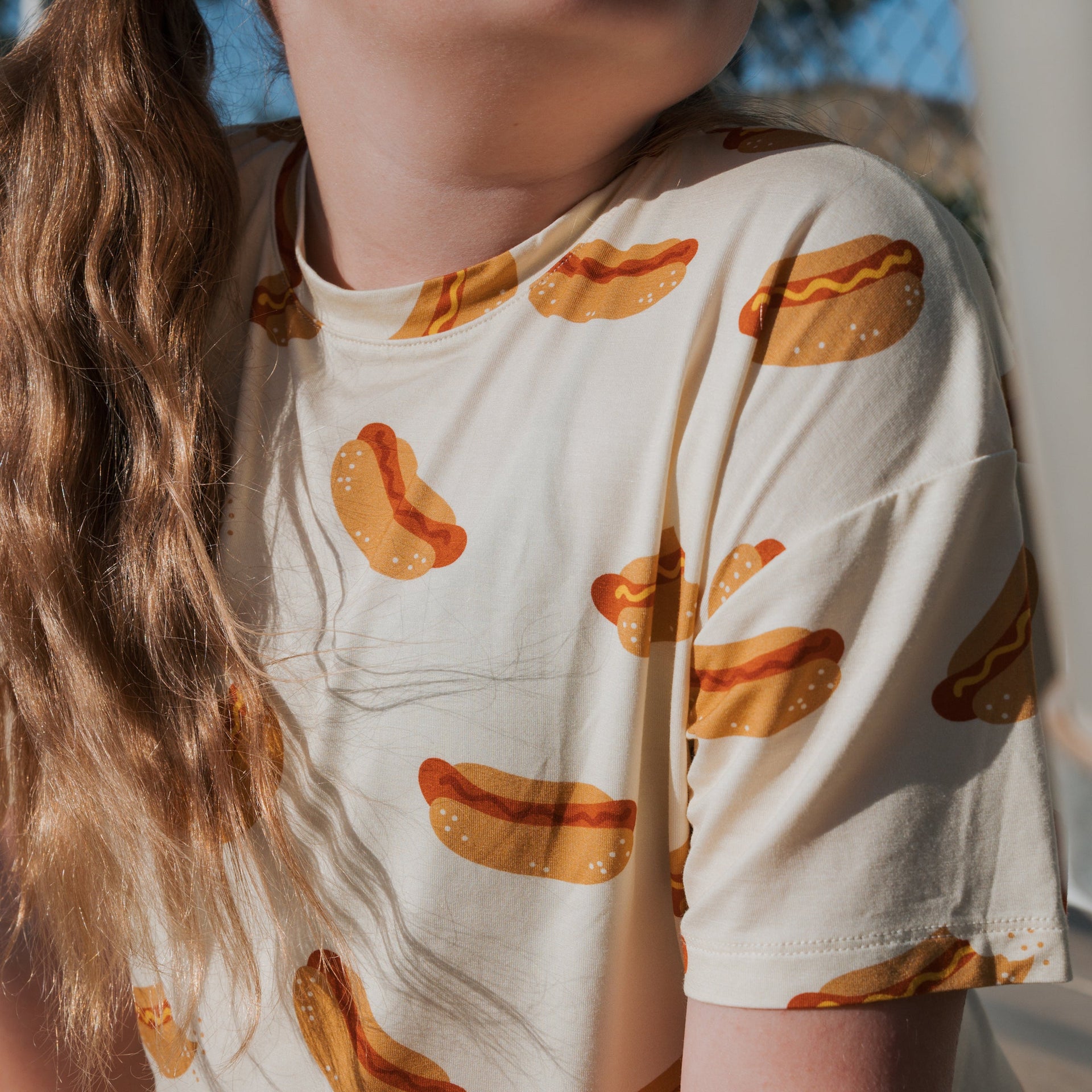 Girls Bamboo Short Set in Hot Dogs Print - Comfortable Loungewear