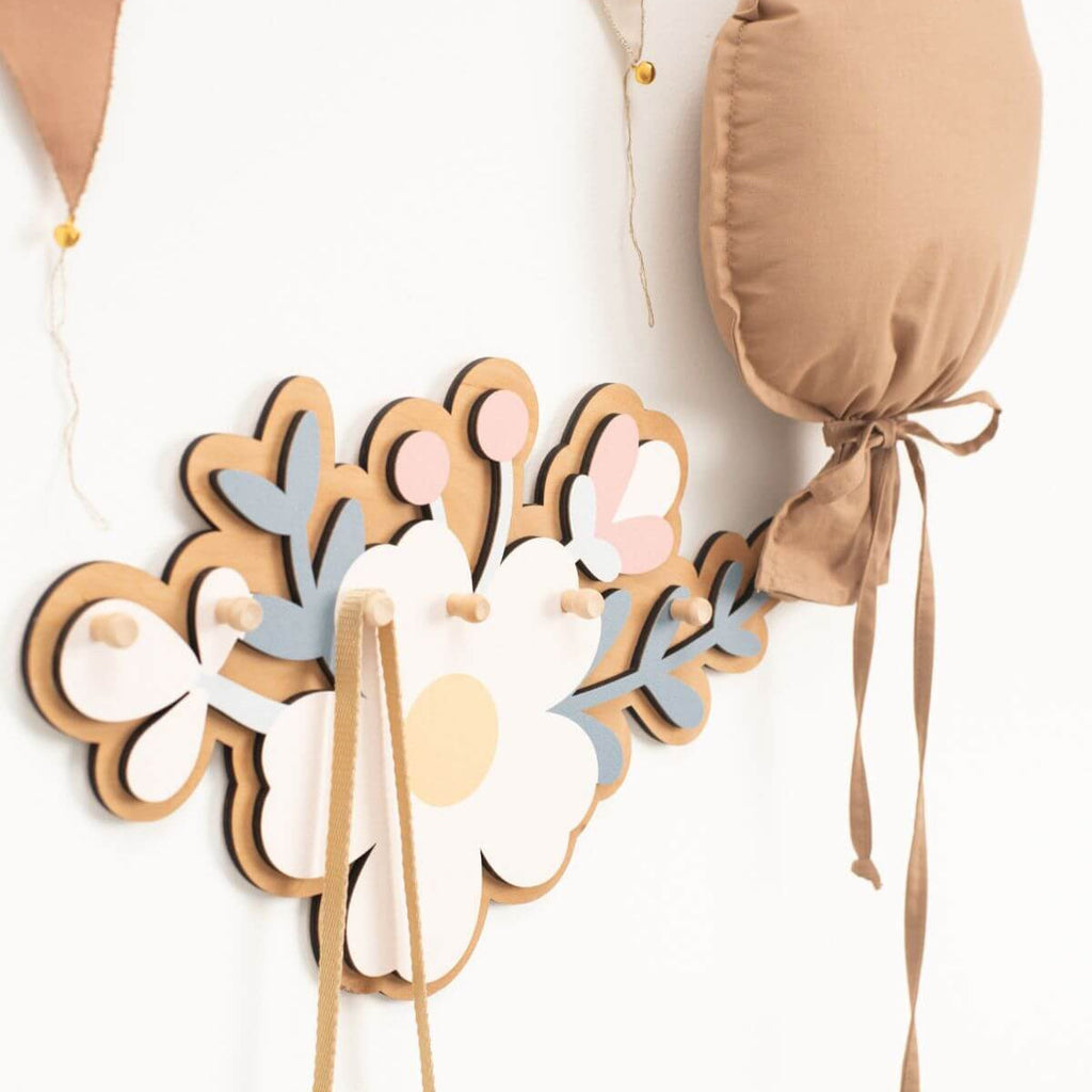 Decorative Flower Wall Hooks for Nursery and Kids Room Decor