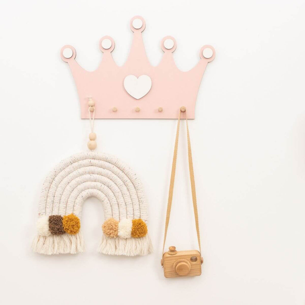 Princess Crown Wall Hooks for Nursery Kids Accessory Organizer
