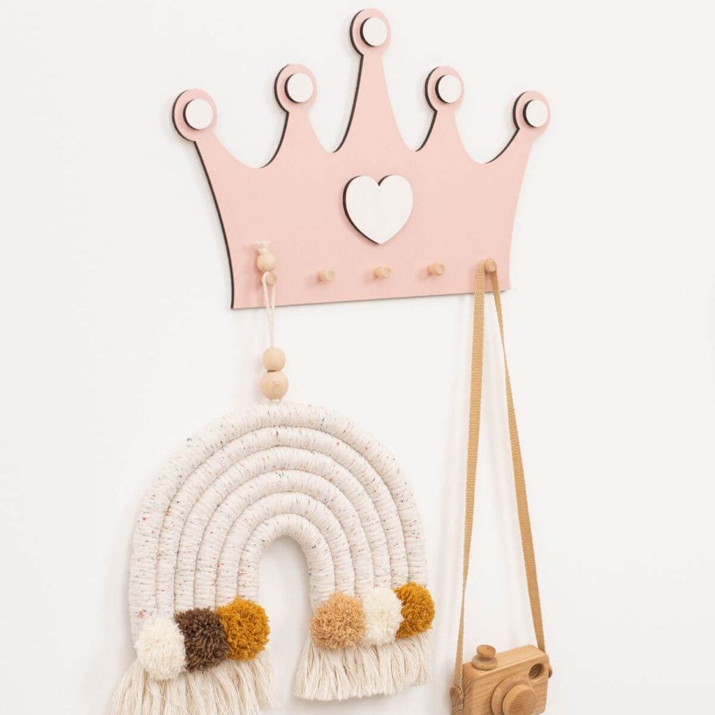 Princess Crown Wall Hooks for Nursery Kids Accessory Organizer