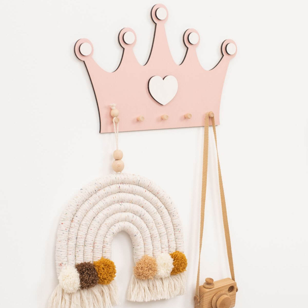 Princess Crown Wall Hooks for Nursery Kids Accessory Organizer