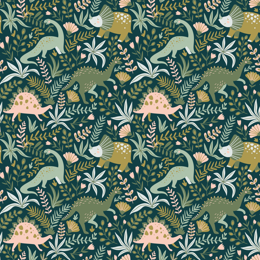 Cera Whimsical Pattern Wallpaper in Dark-Green & Mustard-Yellow