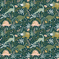 Cera Whimsical Pattern Wallpaper in Dark-Green & Mustard-Yellow