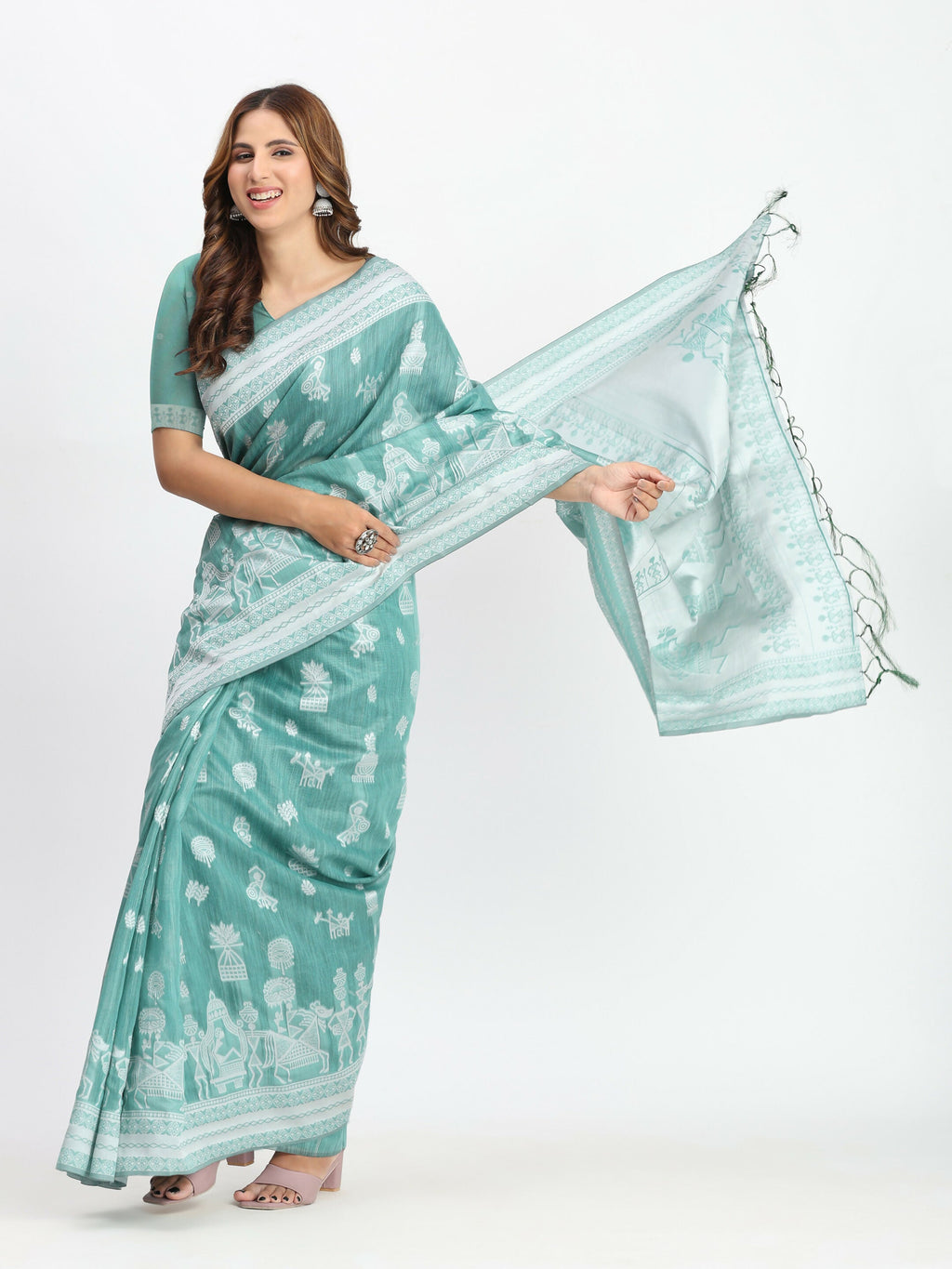 Mustard Linen Cotton Saree with Matching Blouse