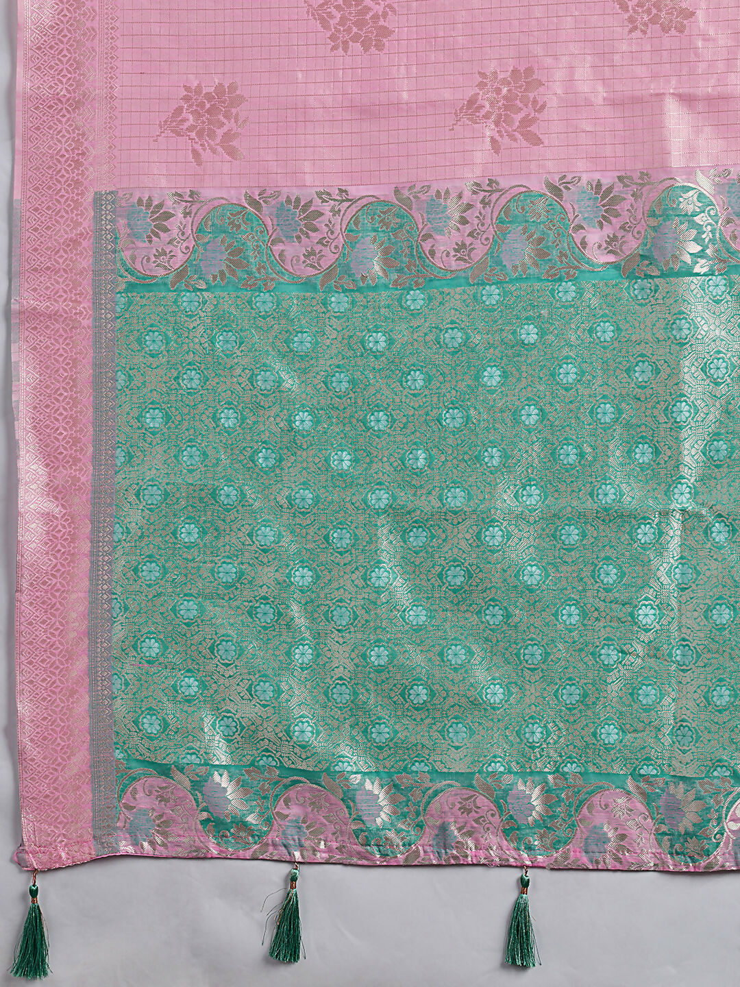 Pink Linen Cotton Saree with Matching Blouse Piece