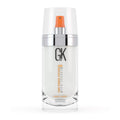 GK Hair Global Keratin Leave-In Conditioner Spray in white, silver, and orange bottle