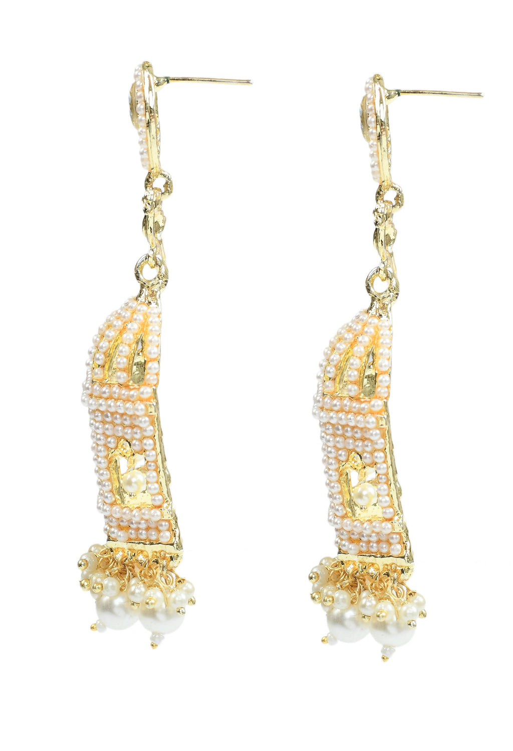 Golden Bird Nest Earrings with Pearls - Elegant Design