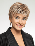 Short layered Glamour Pixie wig in R4 Midnight Brown color