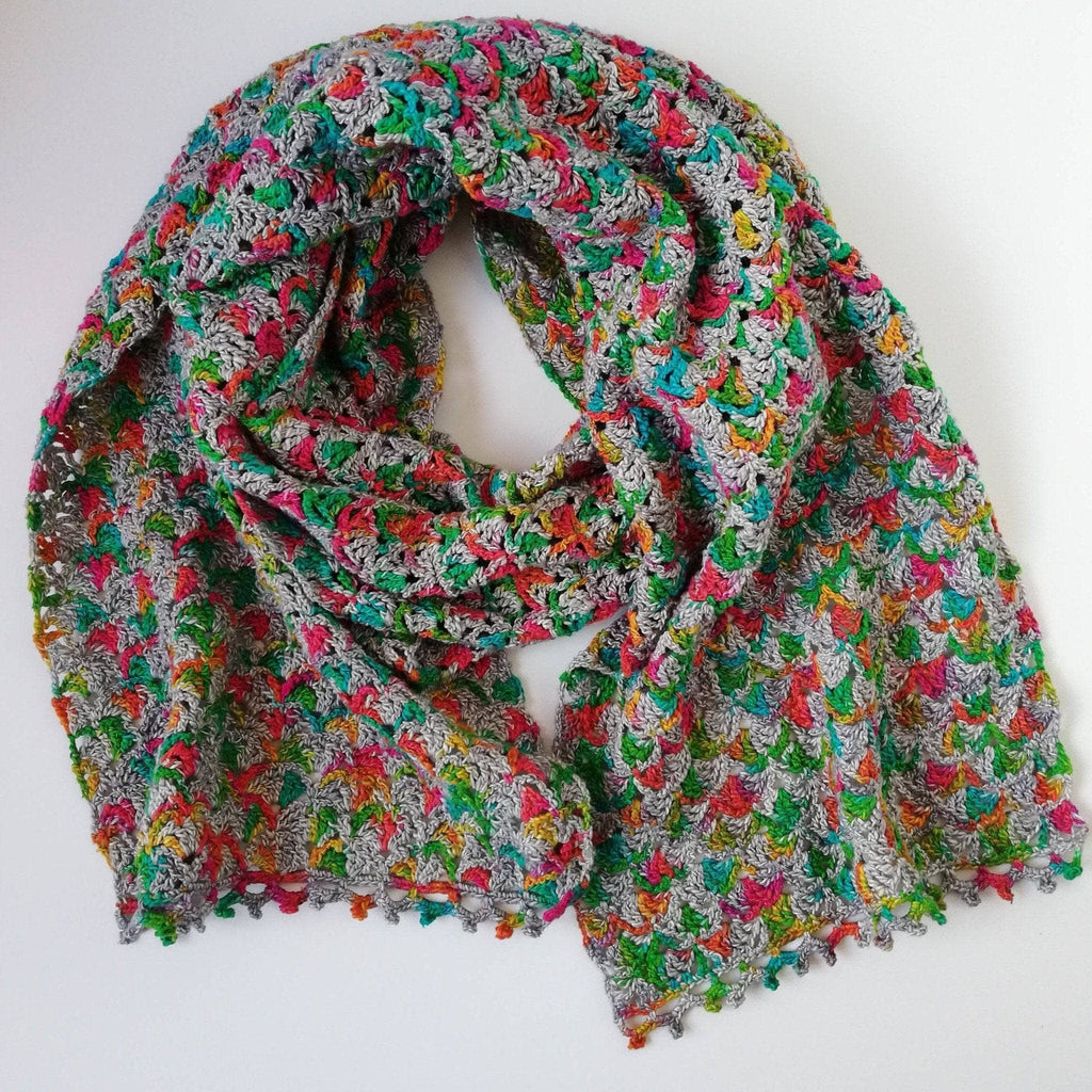 Gleeful Hummingbirds Wrap Crochet Pattern - Grey & Multi-Color