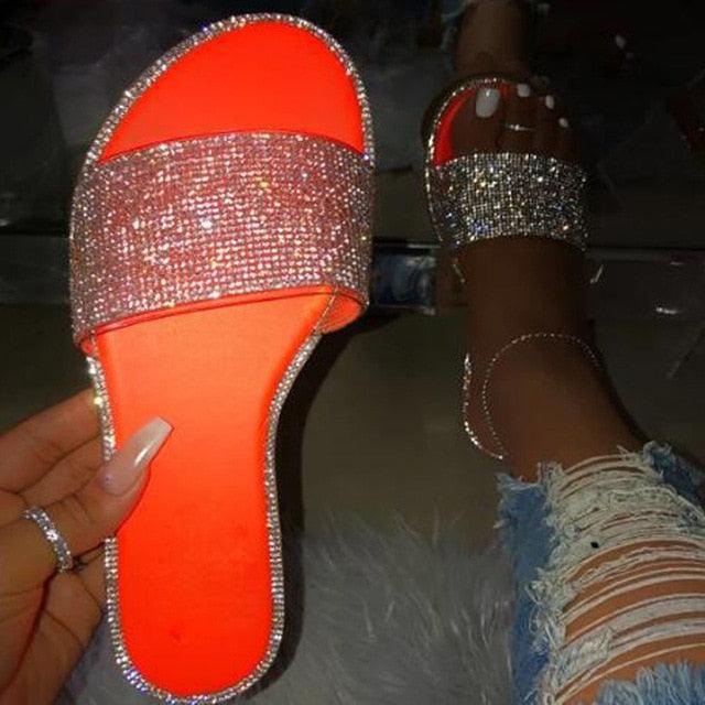 Glitter Rhinestone Women’s Summer Sandals Beach Flip Flop Slides