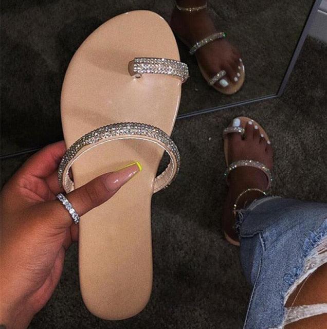 Glitter Rhinestone Women’s Summer Sandals Beach Flip Flop Slides
