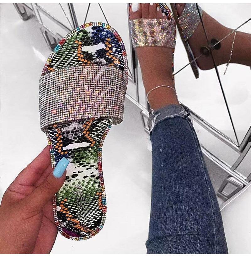 Glitter Rhinestone Women’s Summer Sandals Beach Flip Flop Slides