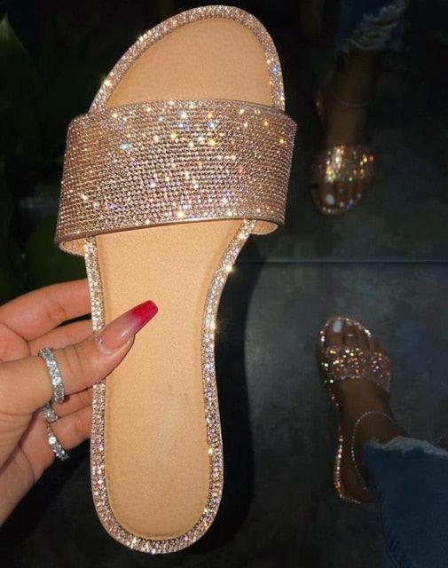 Glitter Rhinestone Women’s Summer Sandals Beach Flip Flop Slides