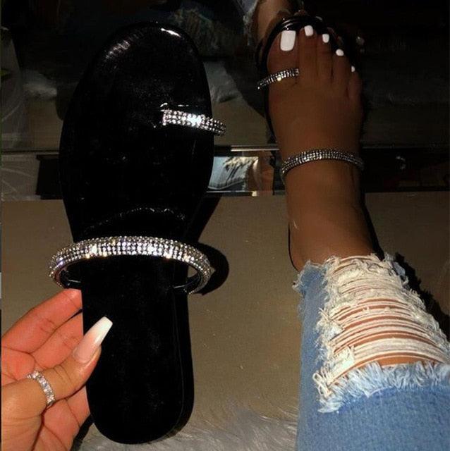 Glitter Rhinestone Women’s Summer Sandals Beach Flip Flop Slides