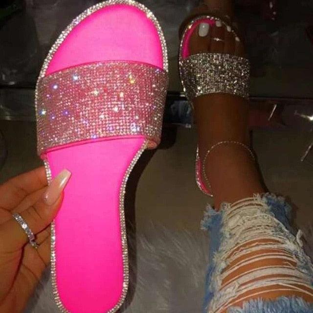 Glitter Rhinestone Women’s Summer Sandals Beach Flip Flop Slides