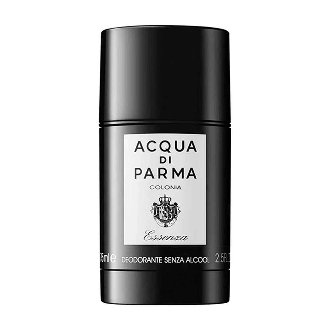Acqua di Parma Colonia Essenza Deodorant Stick in a classic black and white minimalist packaging.