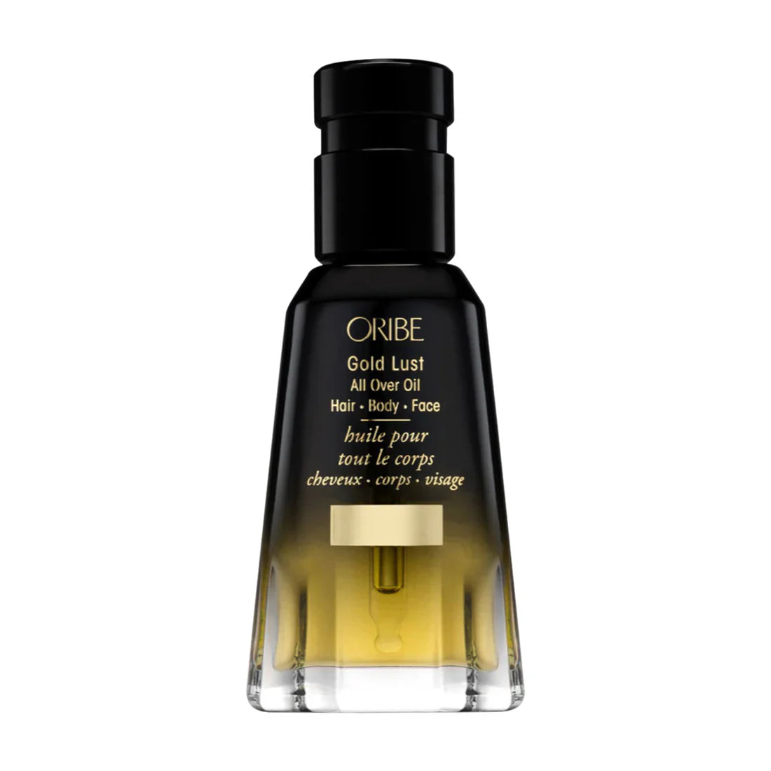 Bottle of Oribe Gold Lust All Over Oil 1.7 oz luxury hair and body treatment