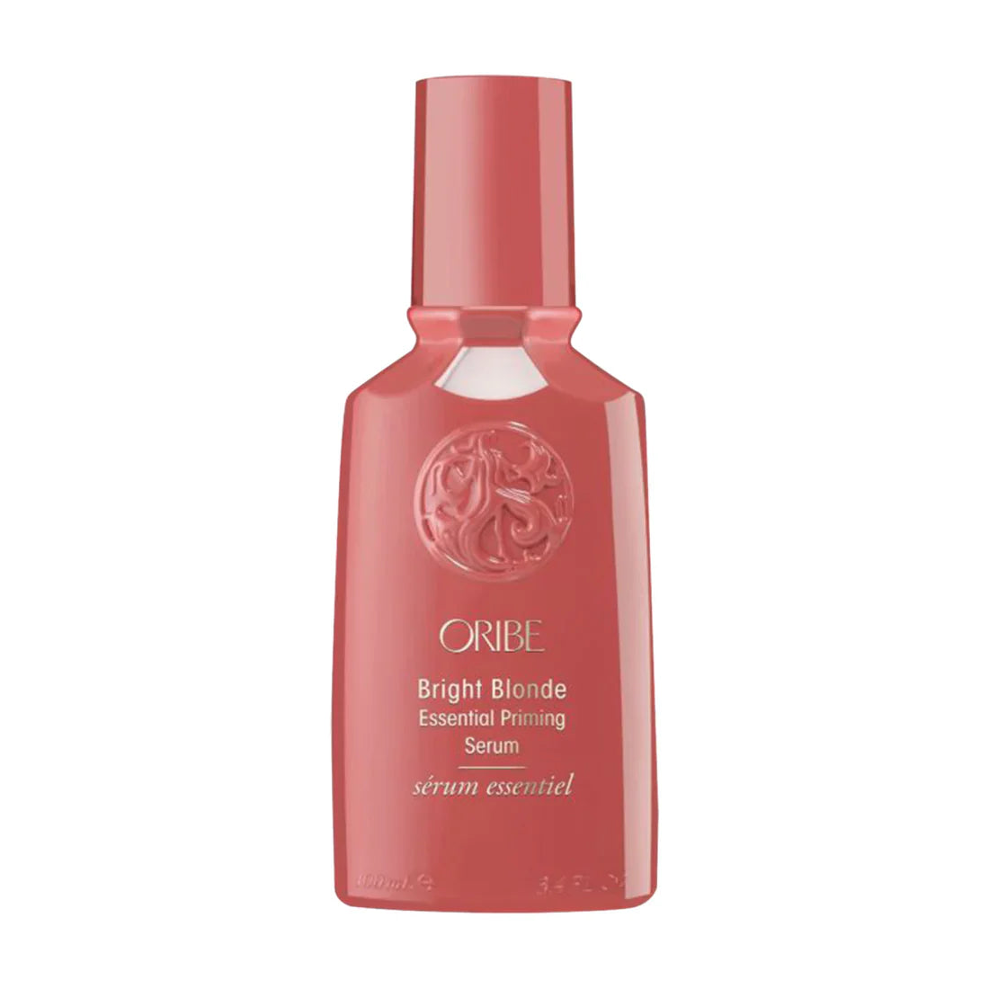 Oribe Bright Blonde Essential Priming Serum 3.4 OZ bottle in signature pink packaging