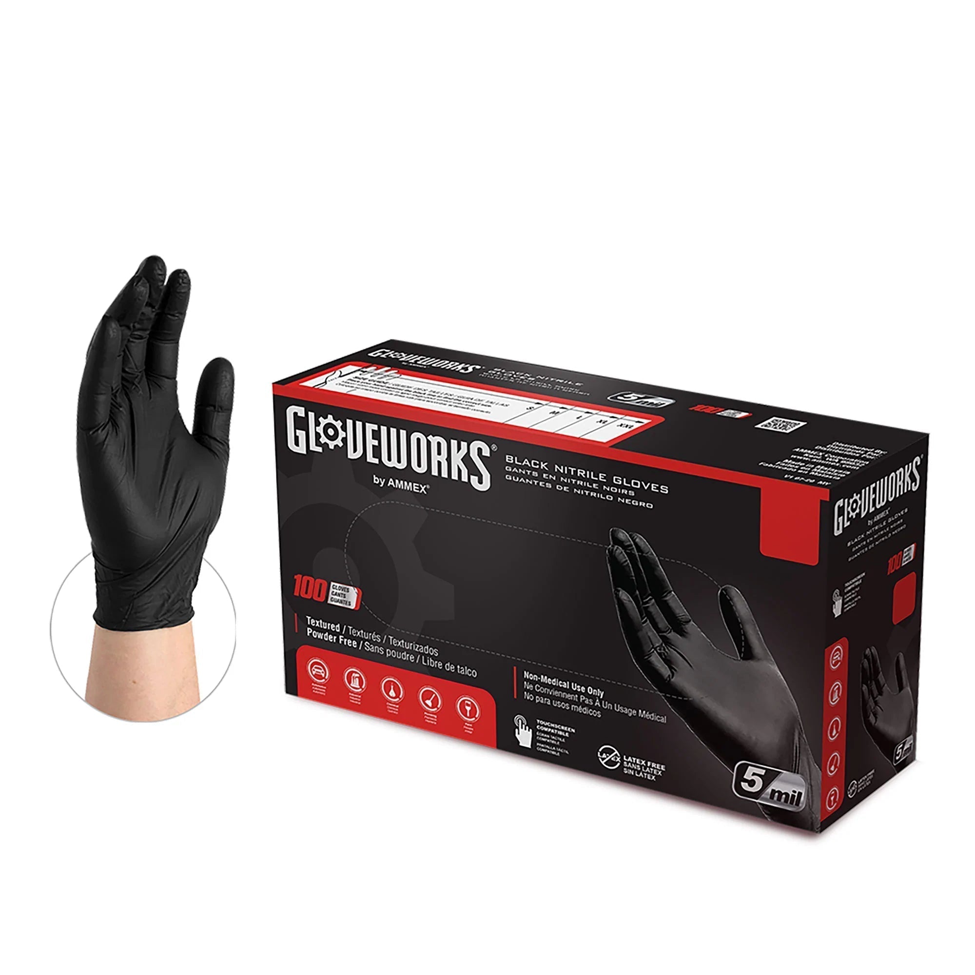 Professional black nitrile industrial disposable gloves for protection and high performance tasks