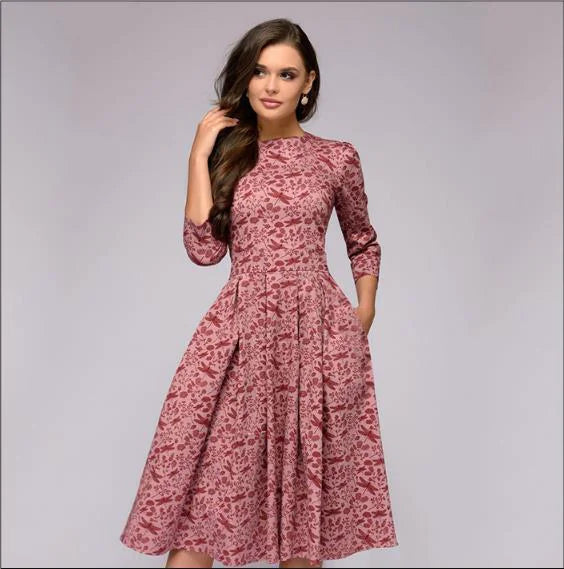 Women's A-Line Floral Dress - Vintage Party Style