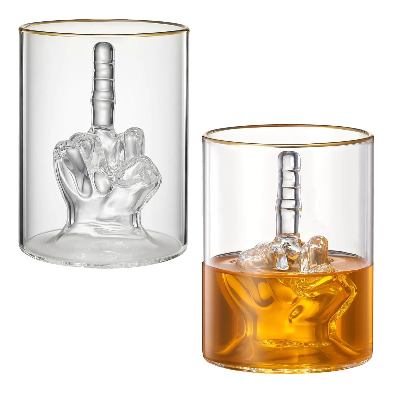 Middle Finger Gifts Whiskey Glass - Fun Personalized Tumbler Glasses | SINGLE| Novelty Whiskey & Wine Funny Gift for Someone You Love ! Birthday Parties Rude Adults Flip Of Gag Gifts 12.5oz