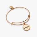 Godmother expandable charm bangle in gold and silver with rope-edge texture