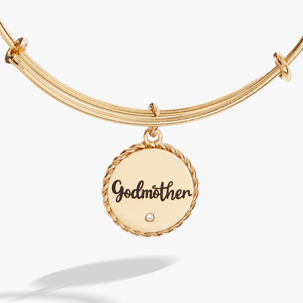 Godmother Charm Bangle with Crystal Accent in Gold and Silver