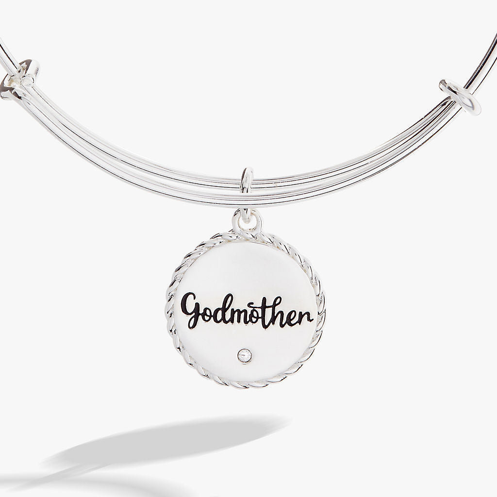 Godmother Charm Bangle with Crystal Accent in Gold and Silver