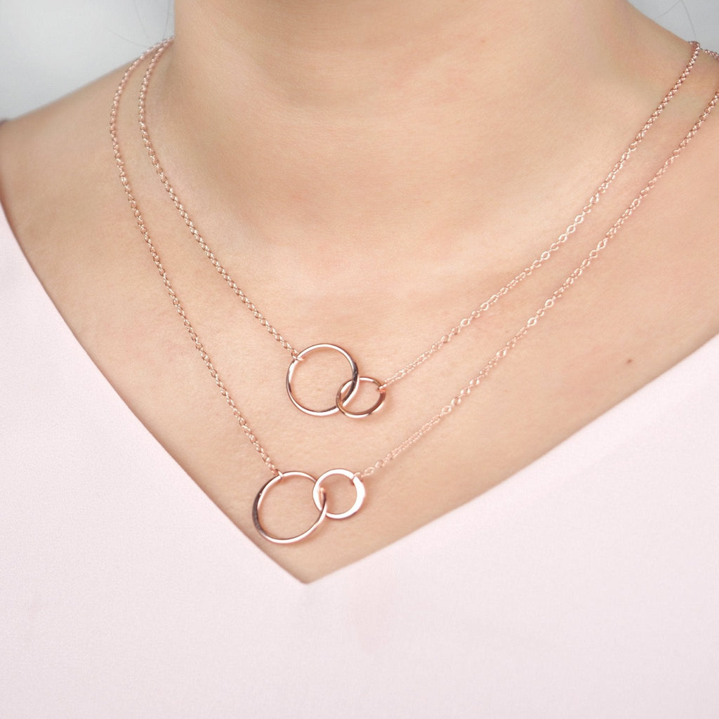 Godmother-Goddaughter Double Circles Necklace Set