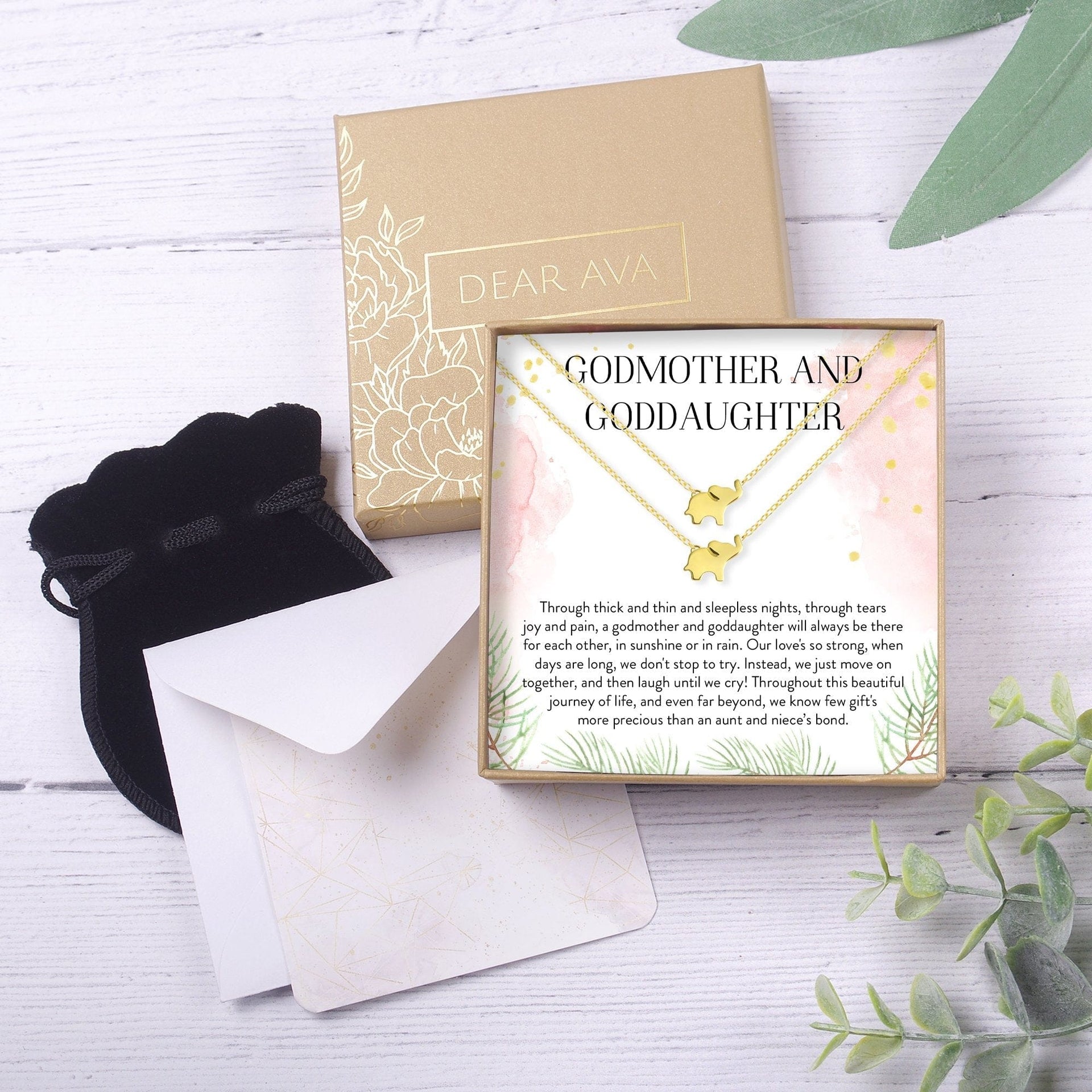 Godmother-Goddaughter Elephant Necklace Set