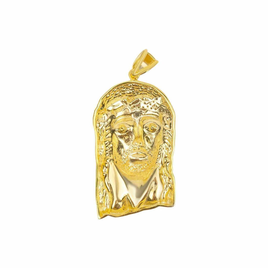 Gold Jesus Piece Pendant 925 Sterling Silver in 14K Gold