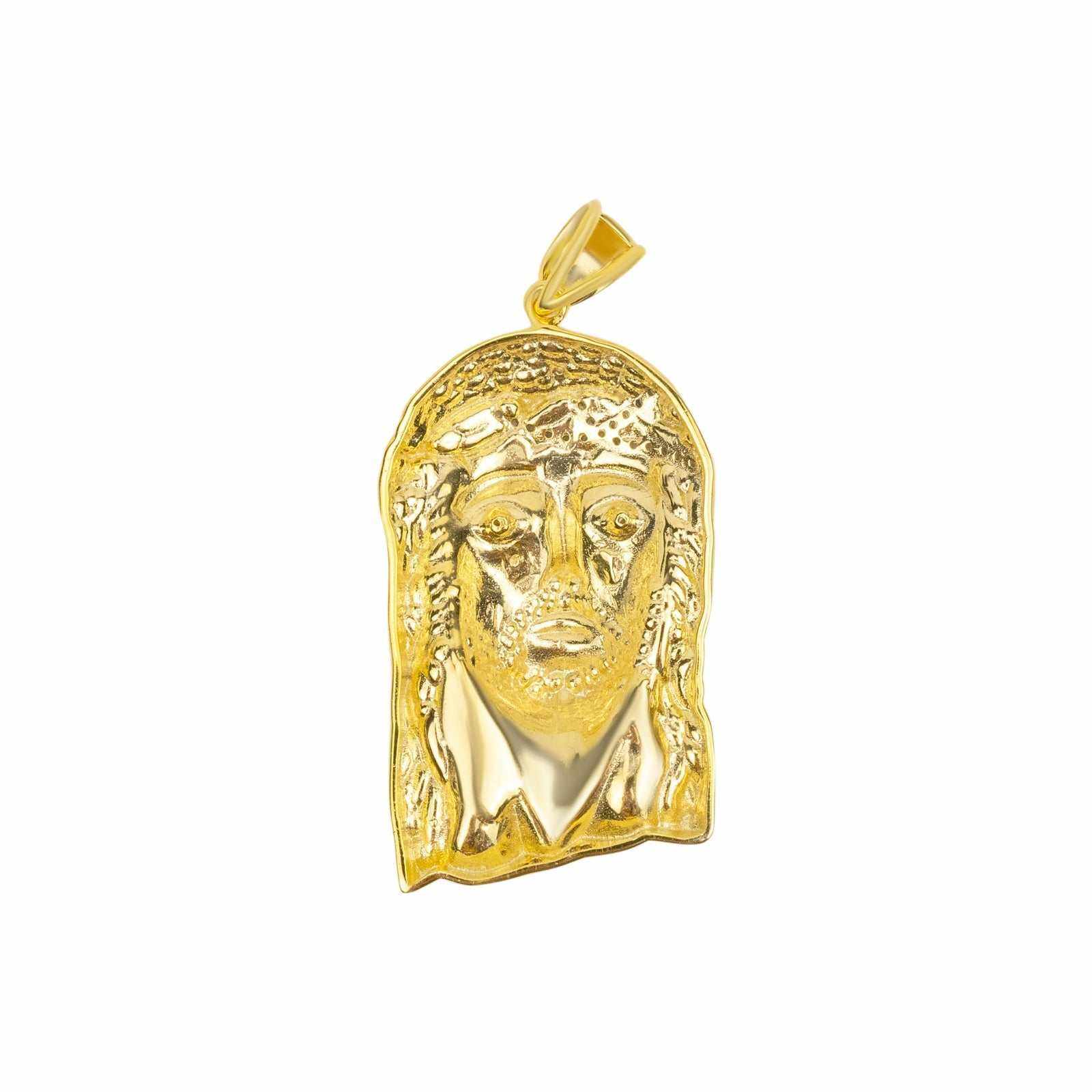 Gold Jesus Piece Pendant 925 Sterling Silver in 14K Gold