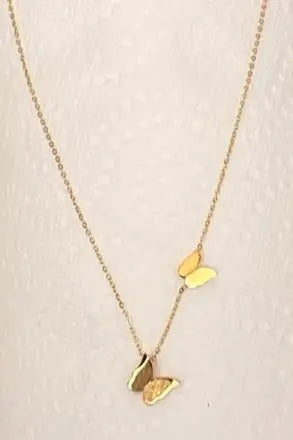 Gold Plated Butterfly Pendant Necklace – Stainless Steel Layered Jewelry