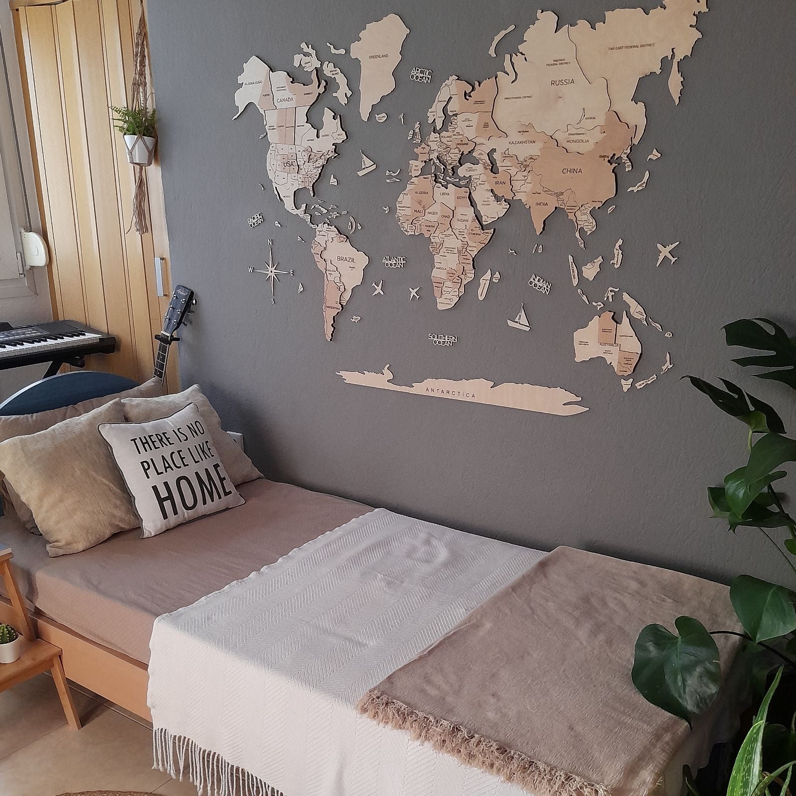 Wooden World Map Wall Art for Bedroom - Eco-Conscious Decor