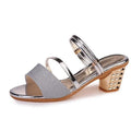 Gold Women’s Open Toe Ankle Strap Sandals Low Heel Party Shoes