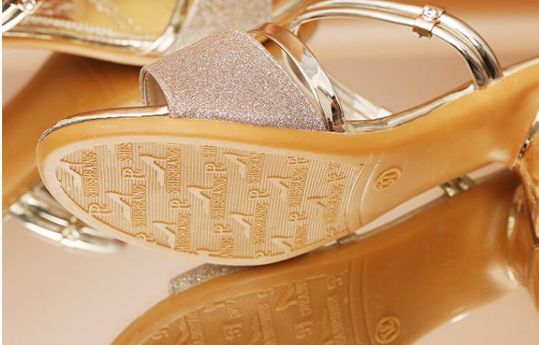 Gold Women’s Open Toe Ankle Strap Sandals Low Heel Party Shoes