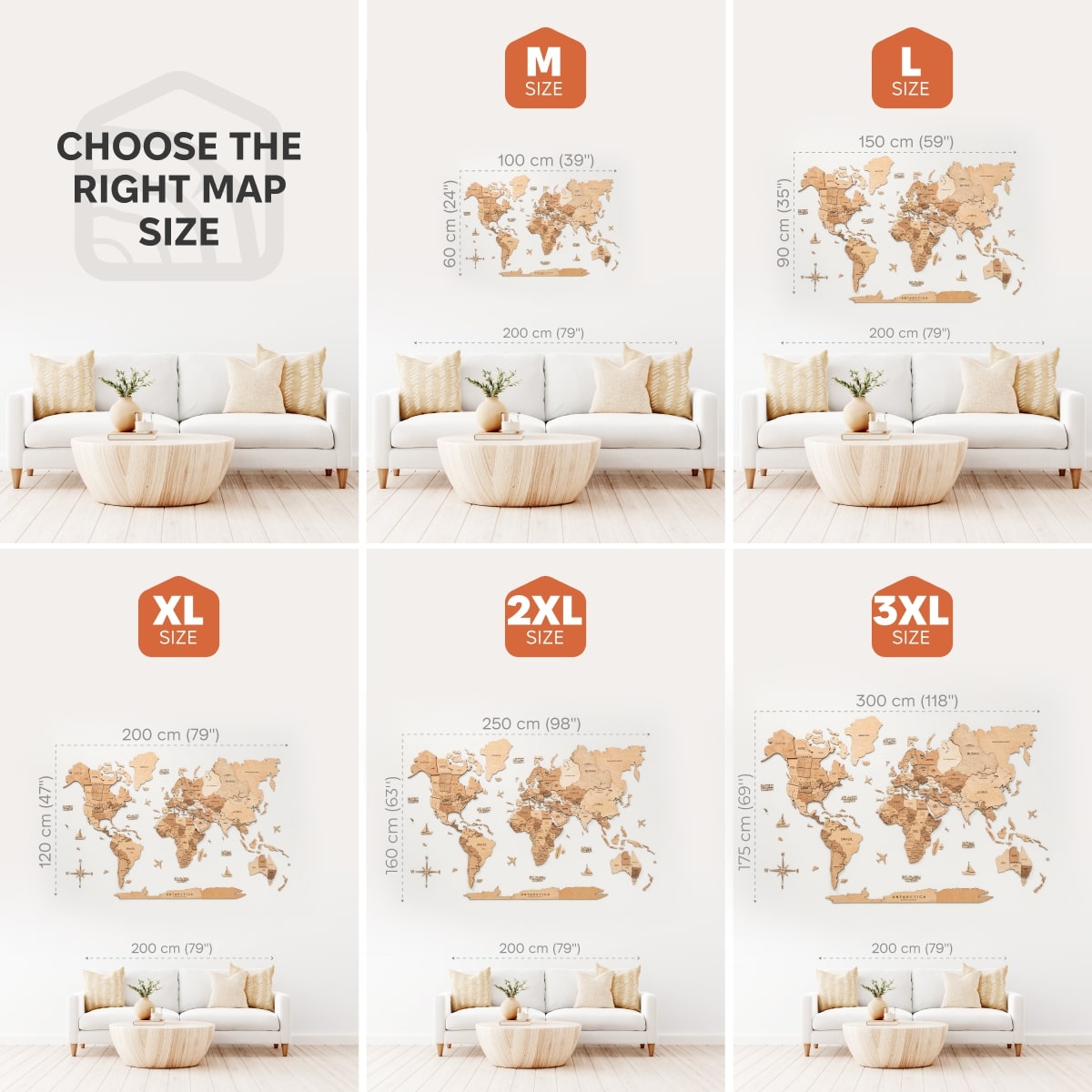 3D Wooden World Map Wall Art with Gold Accents for Home Decor