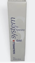 Goldwell System Pre-Pigmentation Hair Color bottle in Gold tone