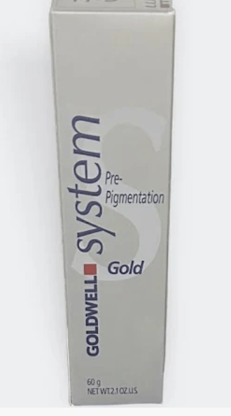 Goldwell System Pre-Pigmentation Hair Color bottle in Gold tone