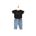 Minimalist Honey Pie graphic onesie in black and white cotton