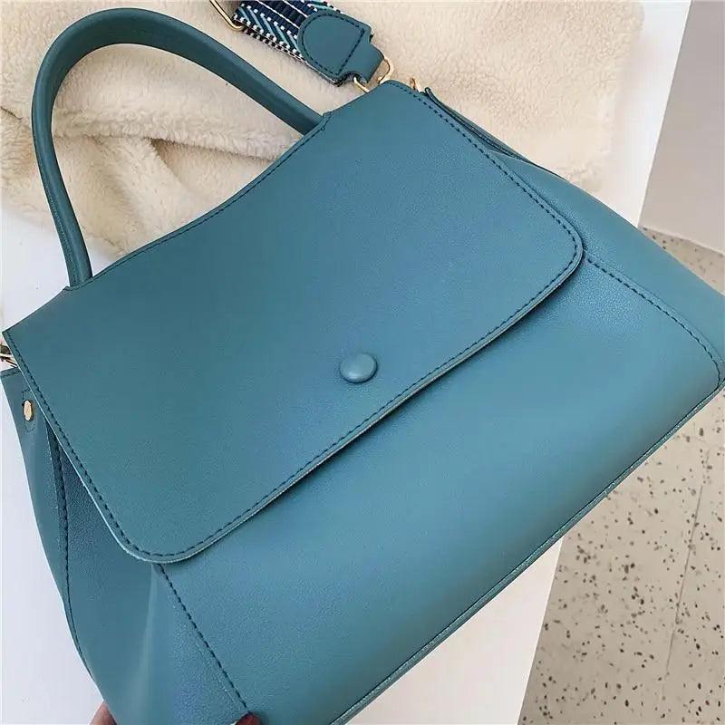 Large Capacity PU Leather Shoulder Bag Elegant Messenger Tote