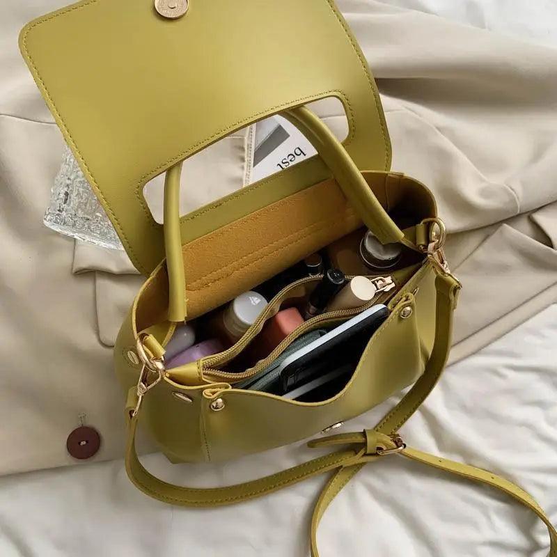 Large Capacity PU Leather Shoulder Bag Elegant Messenger Tote