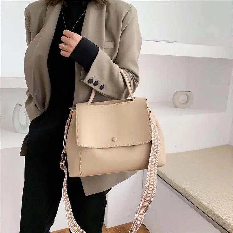 Large Capacity PU Leather Shoulder Bag Elegant Messenger Tote