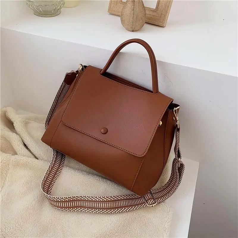 Large Capacity PU Leather Shoulder Bag Elegant Messenger Tote